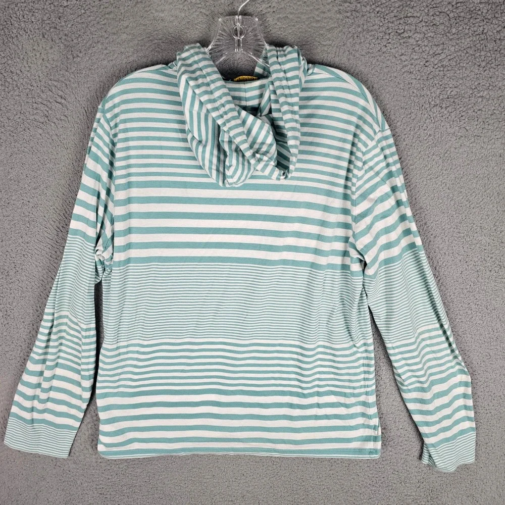 Polo Ralph Lauren Hoodie Men M Teal Striped Lightweight Cotton Pullover Pony